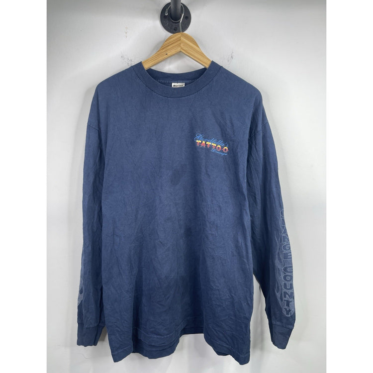 Vintage Goodfella’s Tattoo Lounge Orange County Blue Long Sleeve T-shirt Sz XL