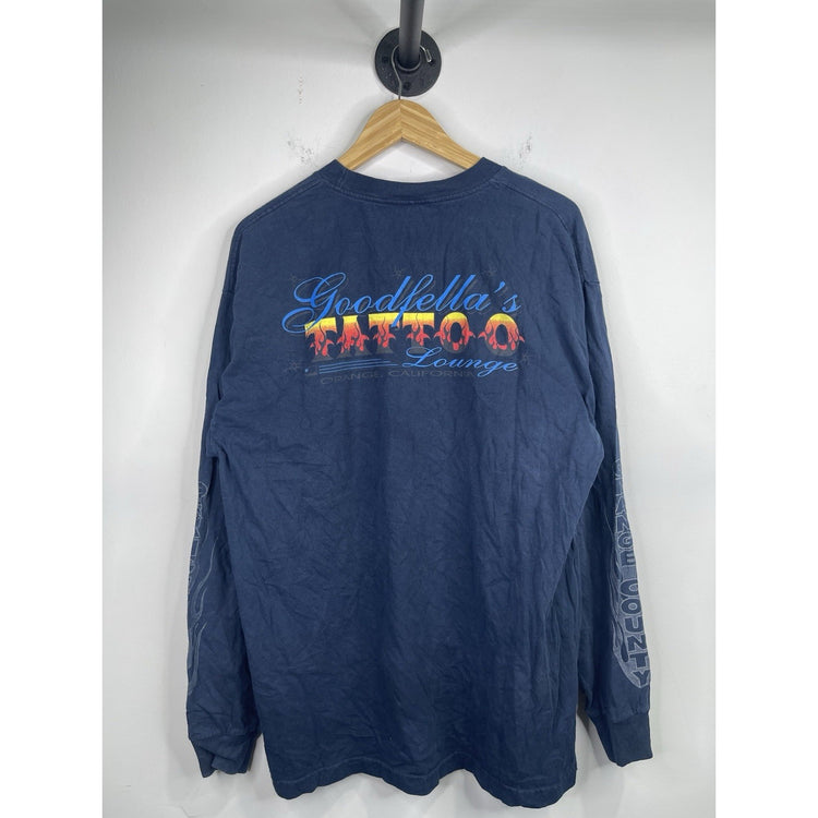 Vintage Goodfella’s Tattoo Lounge Orange County Blue Long Sleeve T-shirt Sz XL