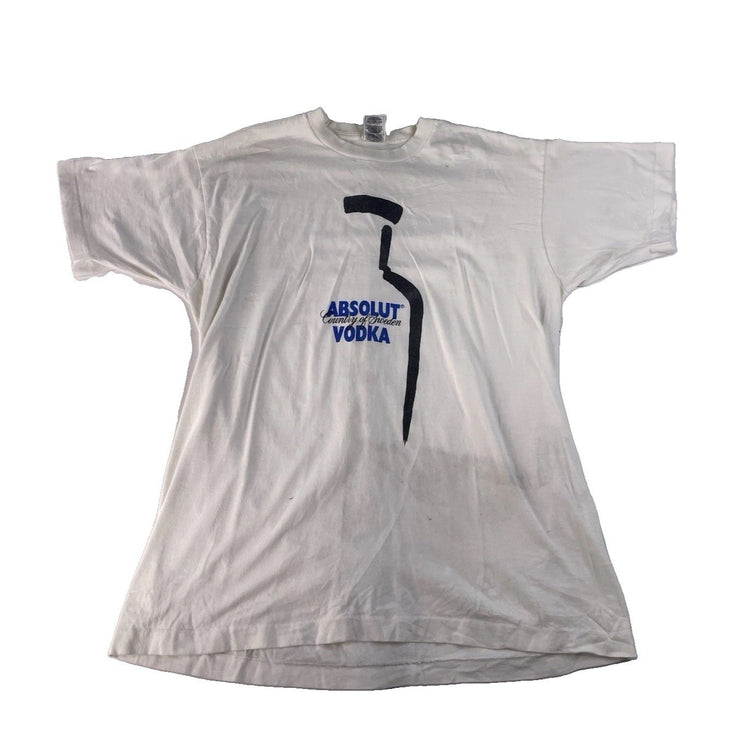 Men’s Fruit Of The Loom White Absolute Vodka Graphic T Shirt Size XL