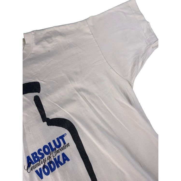 Men’s Fruit Of The Loom White Absolute Vodka Graphic T Shirt Size XL