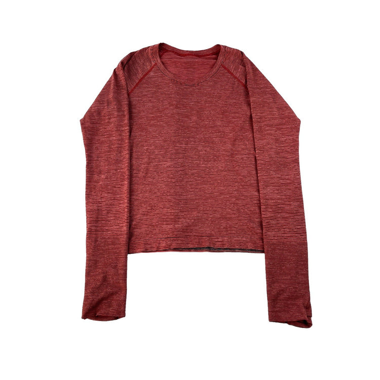 Women's Lululemon Athletica Red & Black Striped Long Sleeve Shirt Size 10