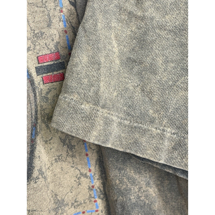 Vintage Peace Pipe Buffalo Tee Brown Size L Single Stitch T-Shirt Distressed