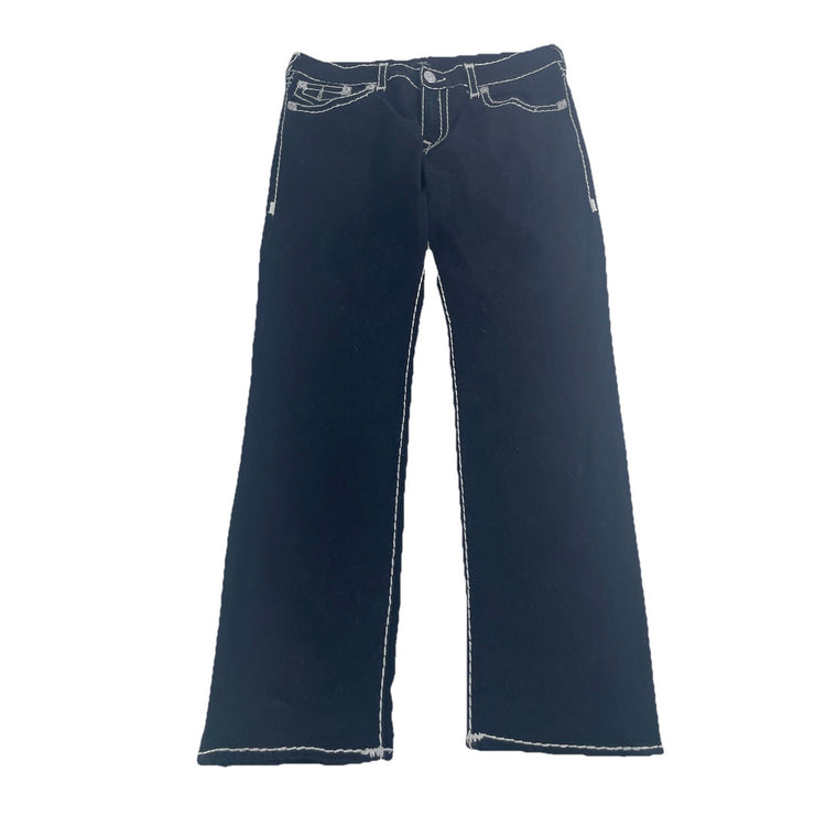 Men's True Religion Ricky Relaxed Straight Jeans Black White Stitch Size 36