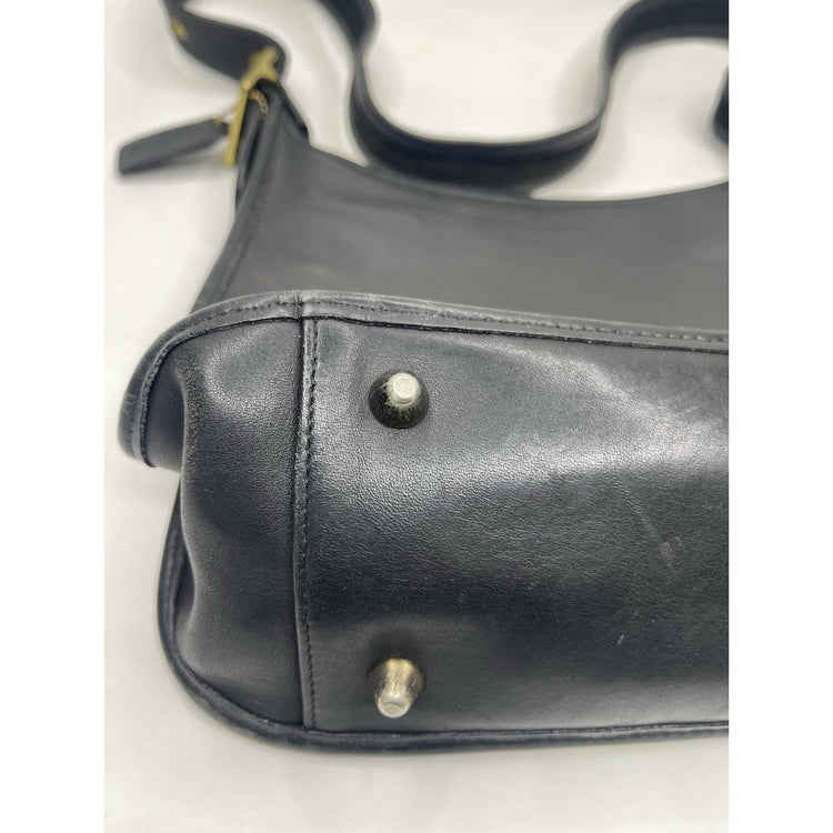 Leather Coach Purse #9966 Vintage Made In USA Black Shoulder Bag Unlined