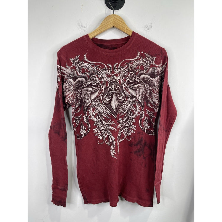 Men’s Vintage Y2K Affliction Red & Black Wings All Over Print Sz Small