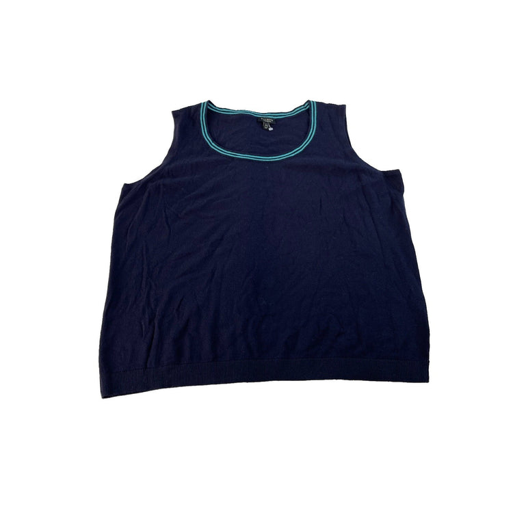 Women Talbots Navy Blue Striped Tank Top Size 2XP