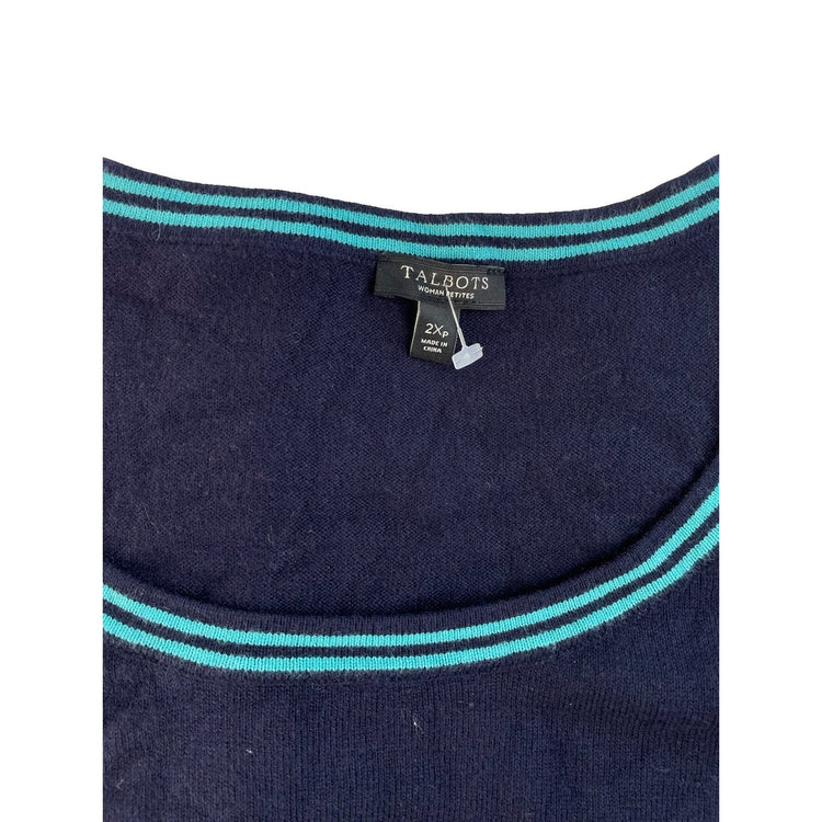 Women Talbots Navy Blue Striped Tank Top Size 2XP