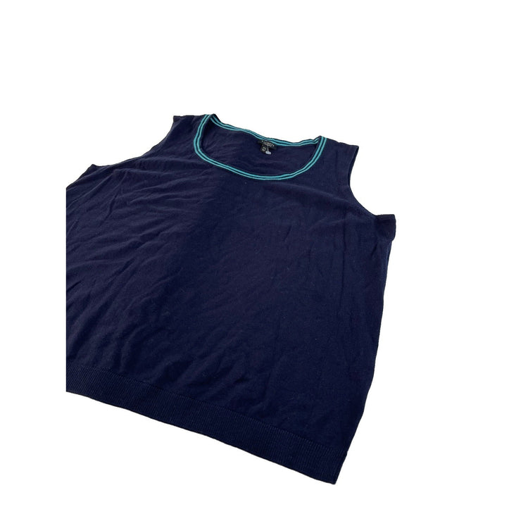 Women Talbots Navy Blue Striped Tank Top Size 2XP