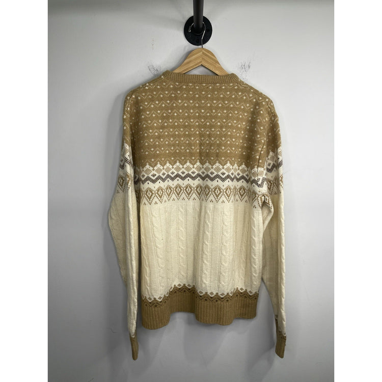 Adult VTG Jantzen Acrylic Multicolor Holiday Beige Sweater Sz 2XL