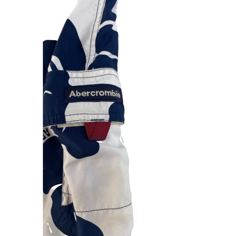 Mens Abercrombie & Fitch A&F Blue White Hibiscus Print Board Shorts SIZE M