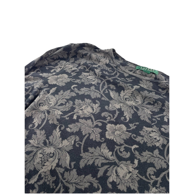 Womens Lauren Ralph Lauren Size Large Dark Floral Damask Blouse