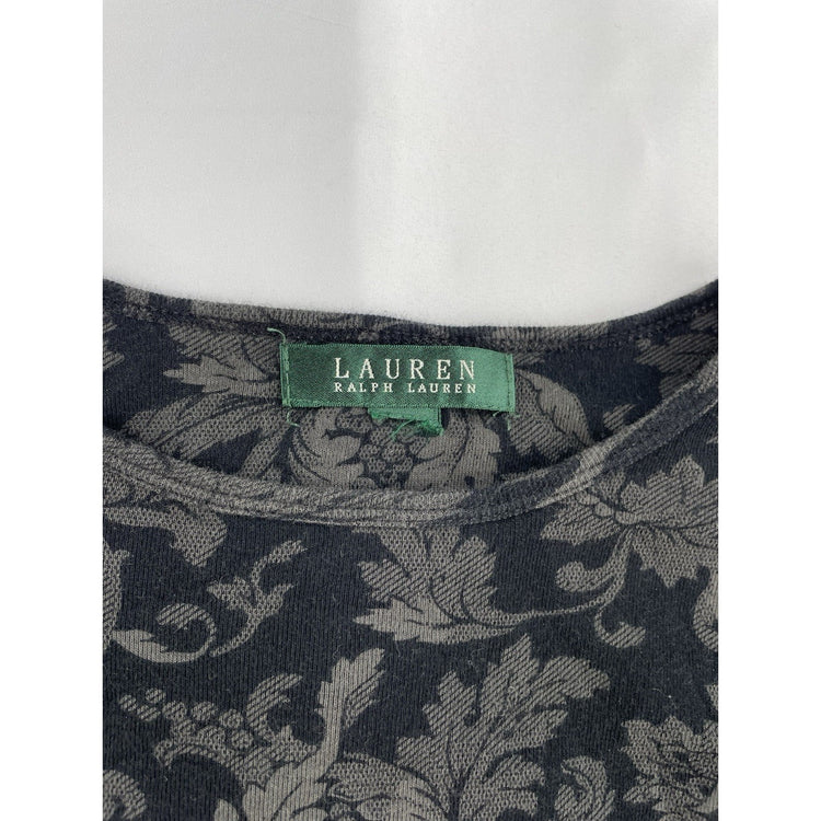 Womens Lauren Ralph Lauren Size Large Dark Floral Damask Blouse