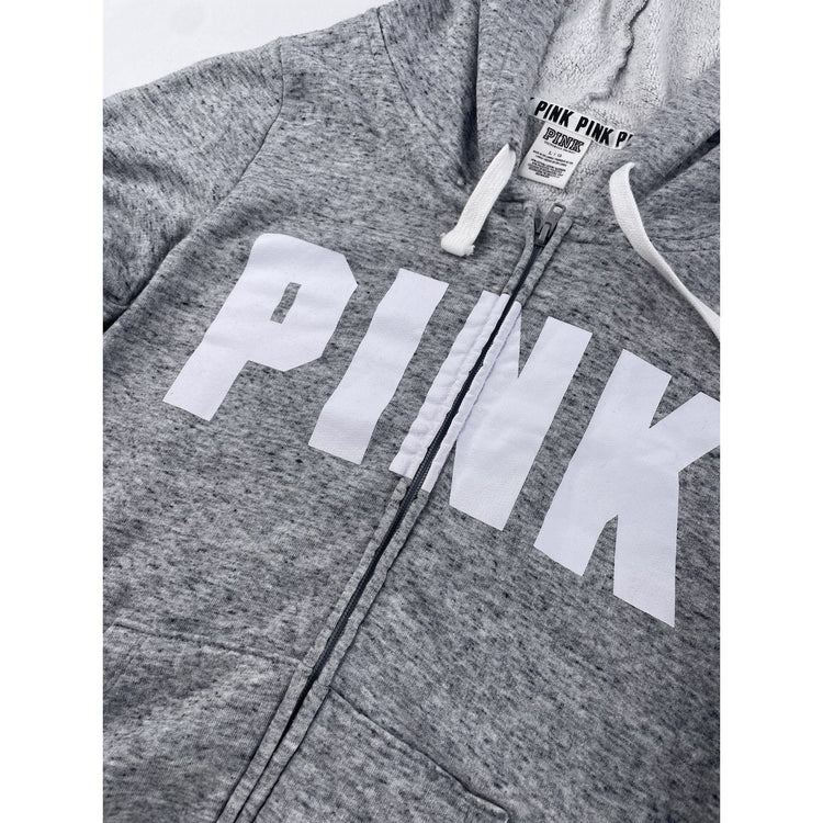 Womens Victoria’s Secret PINK Grey Zip Up Jacket Size Large