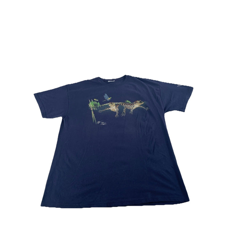 Mens 2002 Black Wild Cotton Alligator Graphic T Shirt Size XL