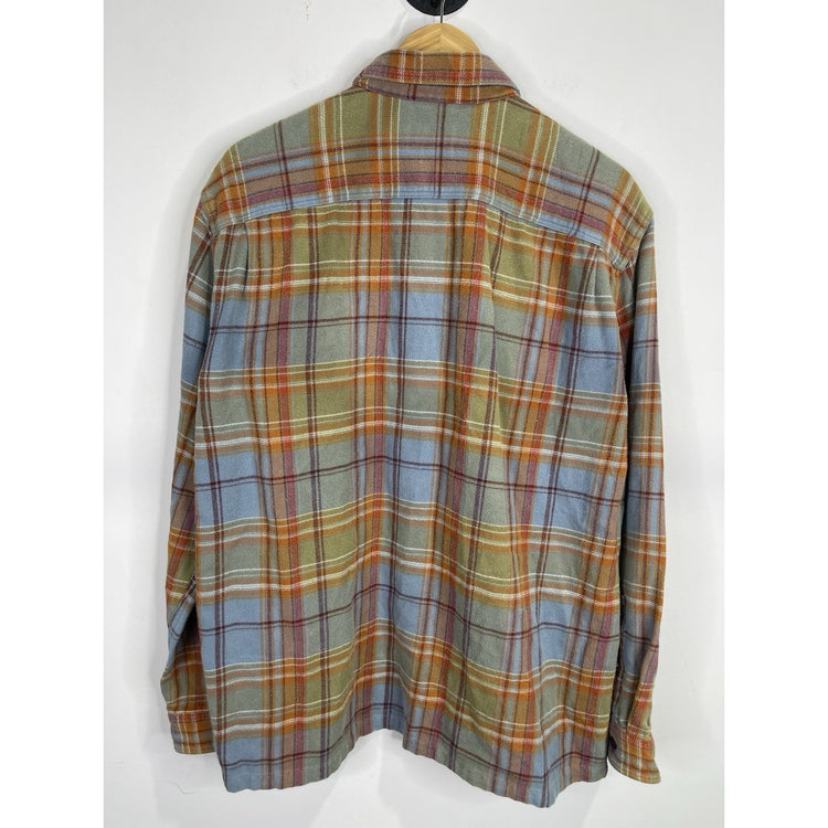 Men’s Patagonia Flannel Button-Up Shirt Plaid Organic Cotton Retro Sz XL