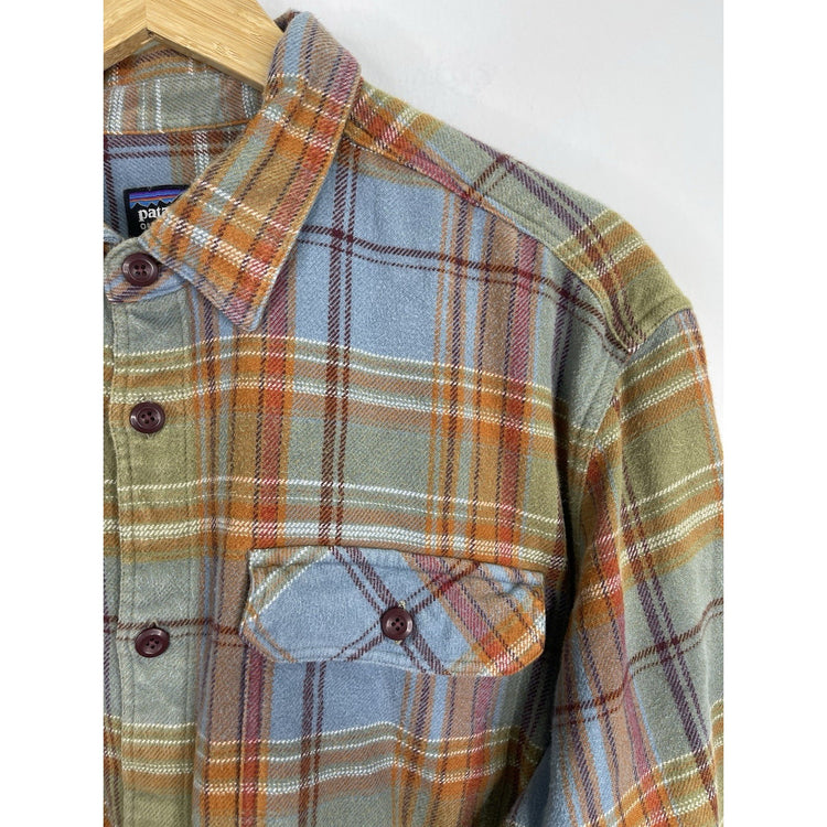 Men’s Patagonia Flannel Button-Up Shirt Plaid Organic Cotton Retro Sz XL