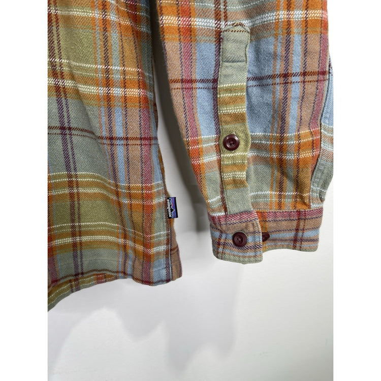 Men’s Patagonia Flannel Button-Up Shirt Plaid Organic Cotton Retro Sz XL