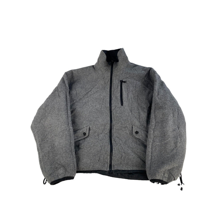 Mens Vintage Banana Republic Reversible Fleece & Nylon Jacket Black/Gray Size M