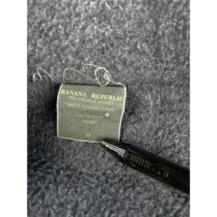 Mens Vintage Banana Republic Reversible Fleece & Nylon Jacket Black/Gray Size M