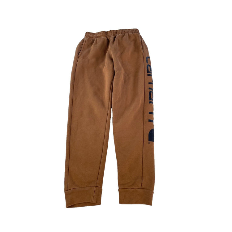 Boys Carhartt Brown Graphic Logo Fleece Jogger Sweatpants Size L 14-16