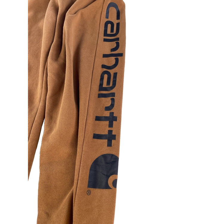 Boys Carhartt Brown Graphic Logo Fleece Jogger Sweatpants Size L 14-16
