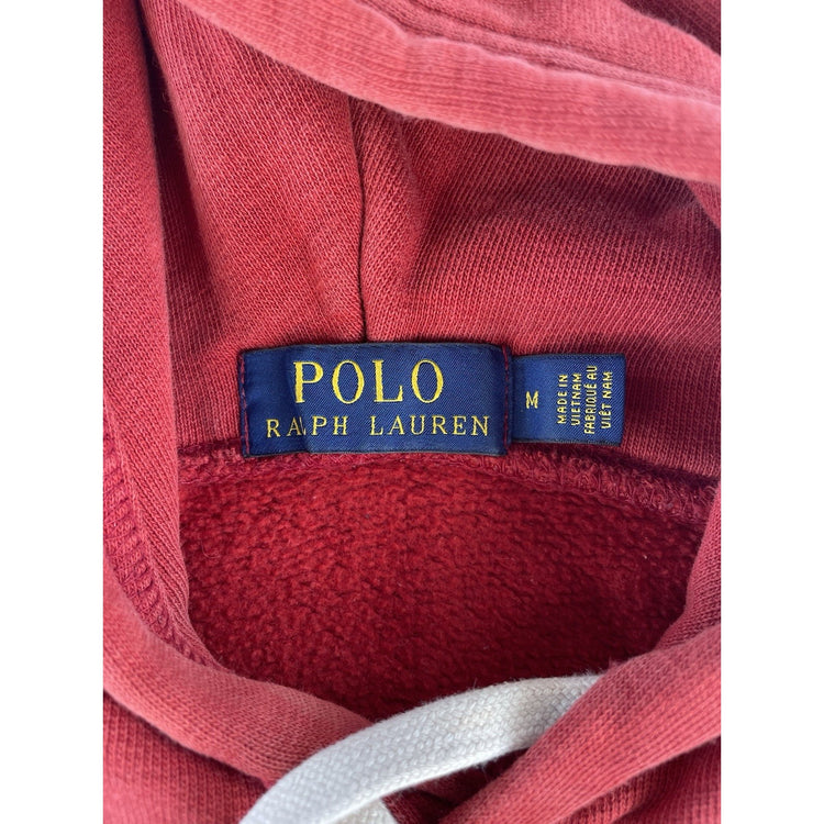 Mens Polo Ralph Lauren Red Class Logo Print Pullover Hoodie Size M