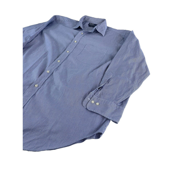 Men Polo Ralph Lauren ClassicFit ButtonUp Shirt White w/Blue Stripes Size 17 1/2