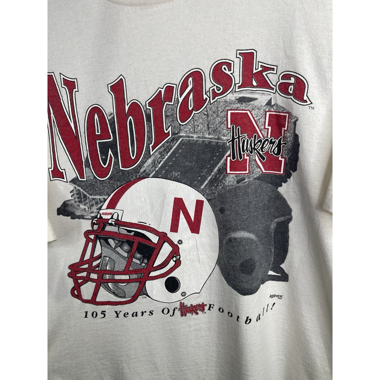 Men’s Vintage 90s Nebraska Huskers 105’ Years Of Football Graphic T-Shirt Sz XL