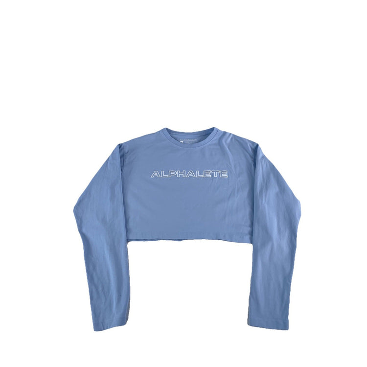 Womens Alphalete Light Blue Cropped Long Sleeve Athletic Shirt Size M