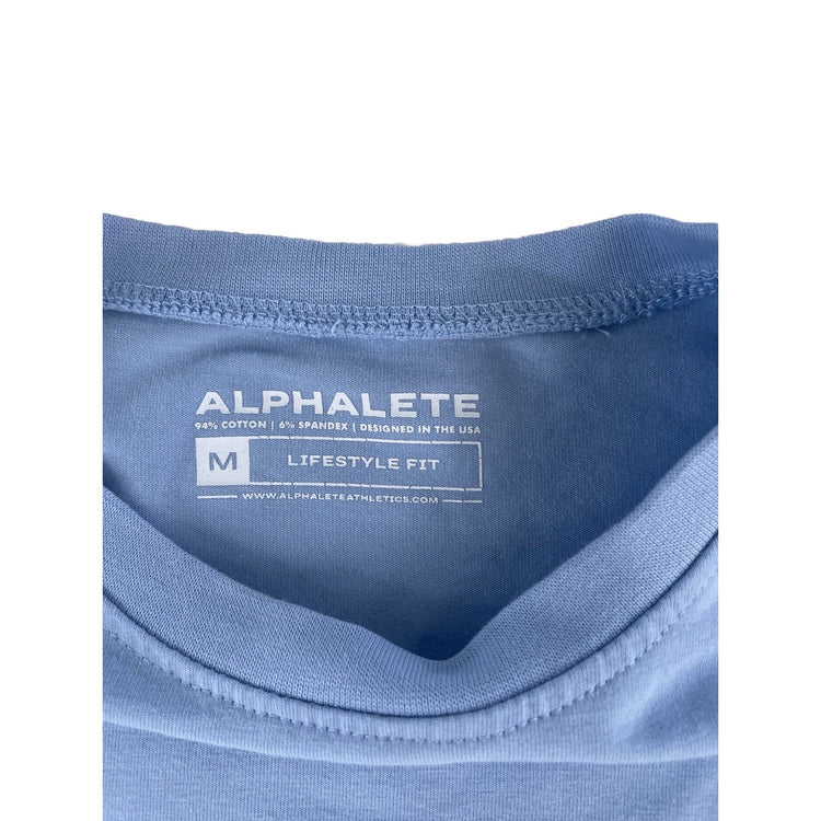 Womens Alphalete Light Blue Cropped Long Sleeve Athletic Shirt Size M