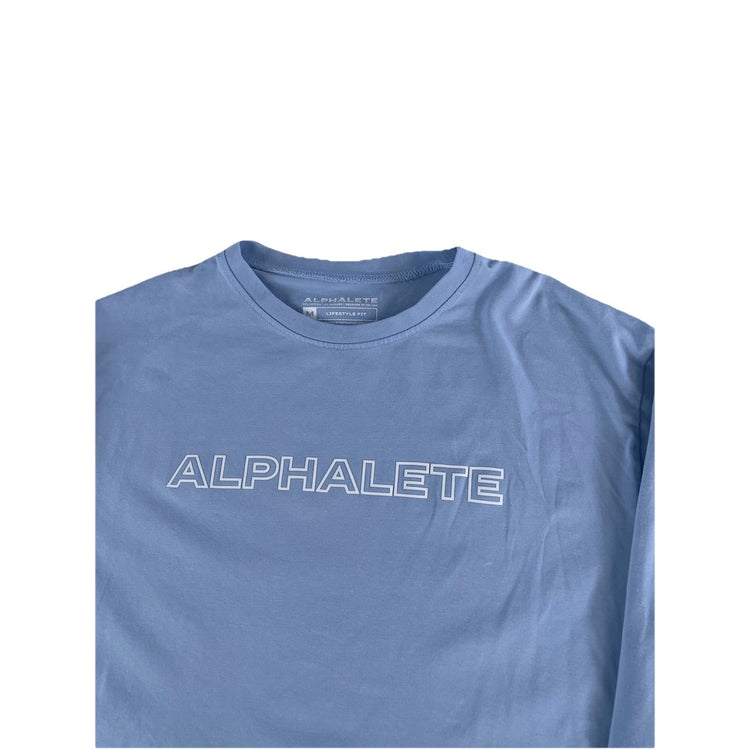 Womens Alphalete Light Blue Cropped Long Sleeve Athletic Shirt Size M
