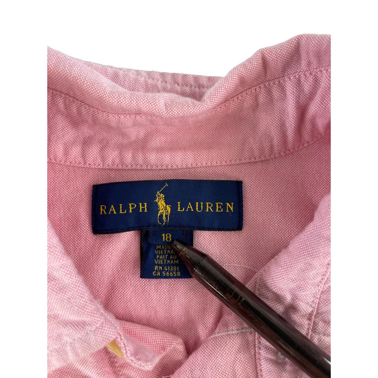 Mens Polo Ralph Lauren Pink LongSleeve Button Up Shirt Size 18