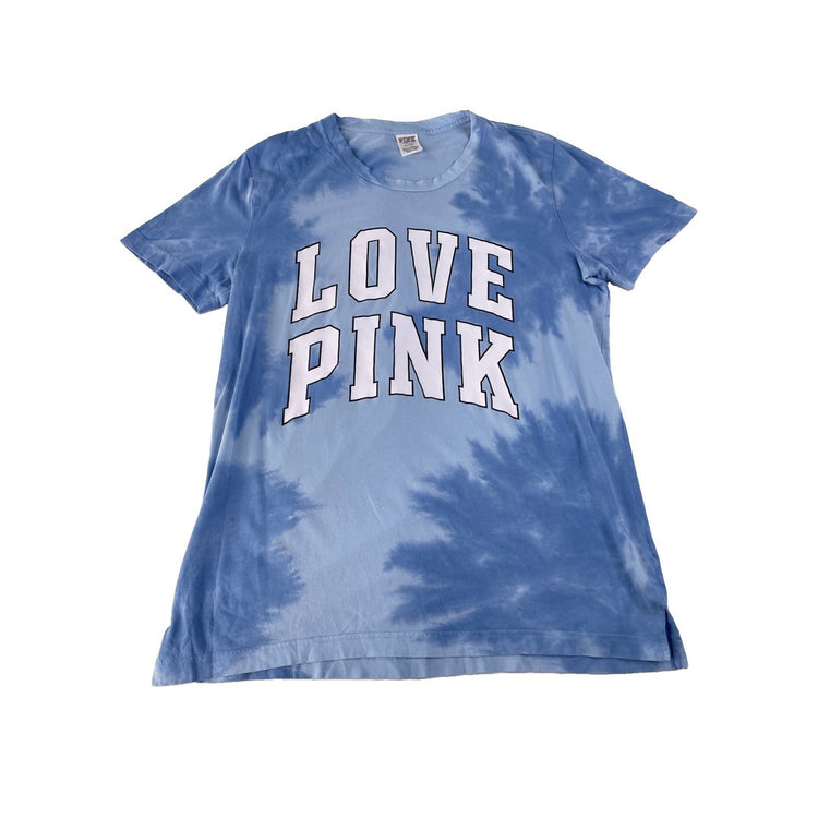 Women’s PINK Victorias Secret Blue Tie Dye T Shirt Size Medium