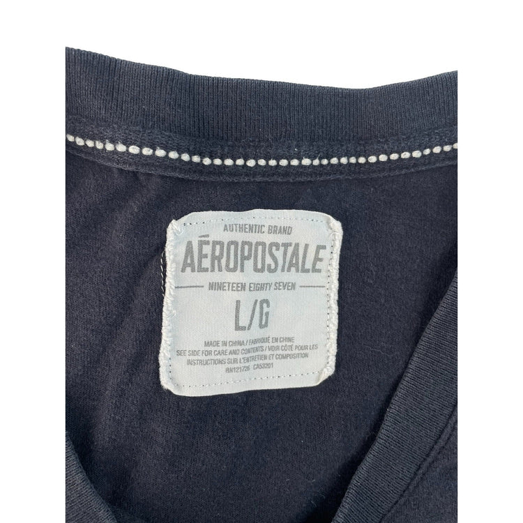 Mens Aeropostale Navy Blue Aero Surf Co Graphic V-Neck T-Shirt Size L