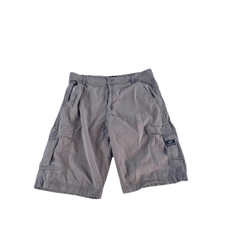 Mens Y2K VANS Gray Striped Cargo Shorts Size 34