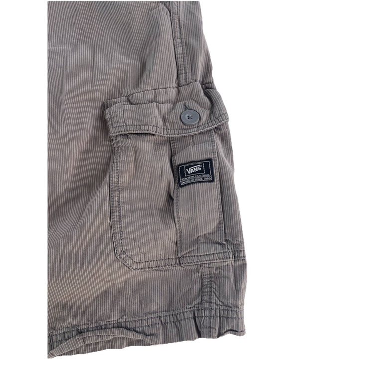 Mens Y2K VANS Gray Striped Cargo Shorts Size 34