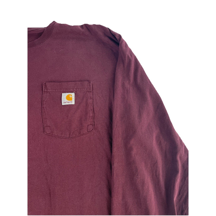 Mens Carhartt Maroon Longsleeve Blank T-Shirt Size 2Xl