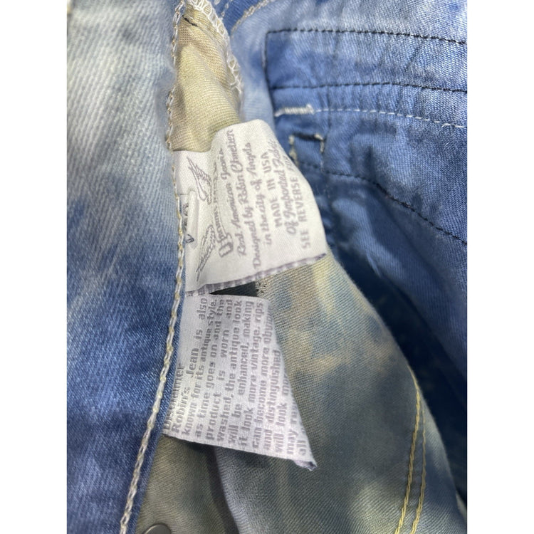 Mens Robin’s Distressed Blue Jean Denim Rhinestones Shorts Size 42