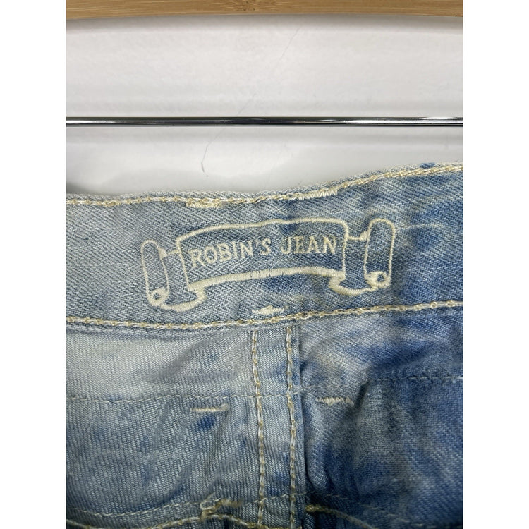 Mens Robin’s Distressed Blue Jean Denim Rhinestones Shorts Size 42
