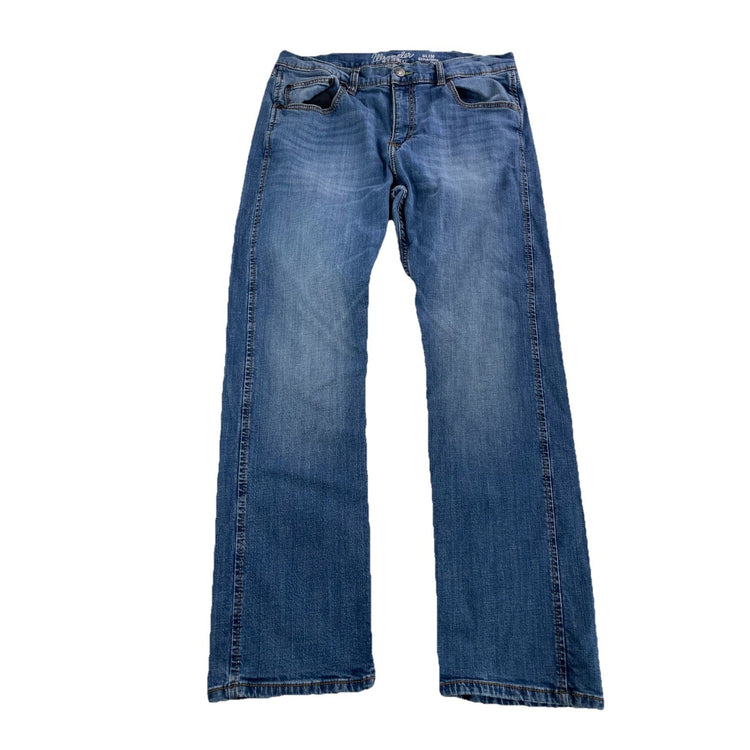 Mens Wrangler Retro Slim Straight Denim Blue Jeans Size 35x32