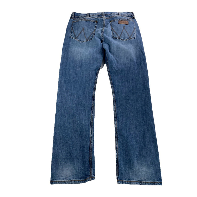 Mens Wrangler Retro Slim Straight Denim Blue Jeans Size 35x32