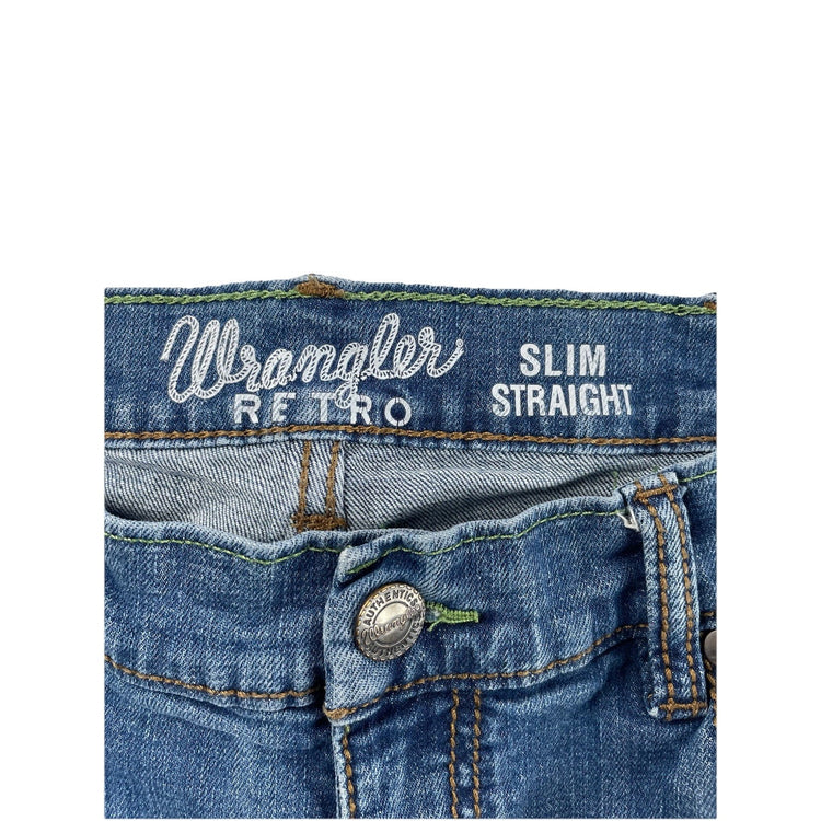 Mens Wrangler Retro Slim Straight Denim Blue Jeans Size 35x32