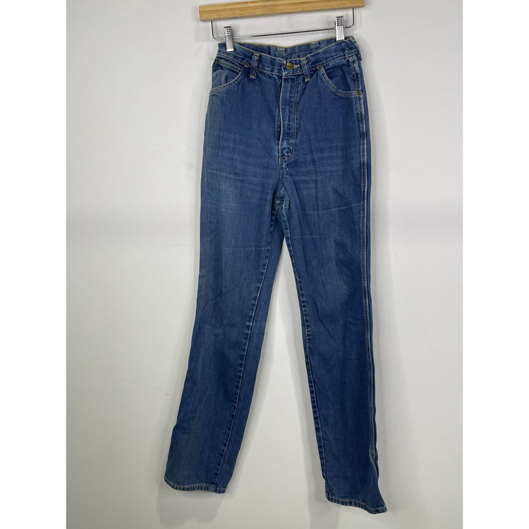 Youth Wrangler Jeans Mid Rise Dark Wash Blue Stretch Denim 28x33