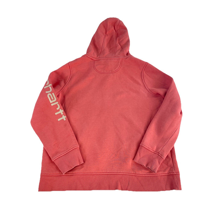 Girls Carhartt Pink Relaxed Fit Logo Sleeve Pullover Hoodie Size Xl