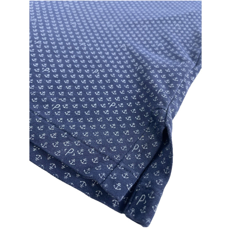 Mens Polo Ralph Lauren Size Small Navy Blue Anchor Print Collared Shirt