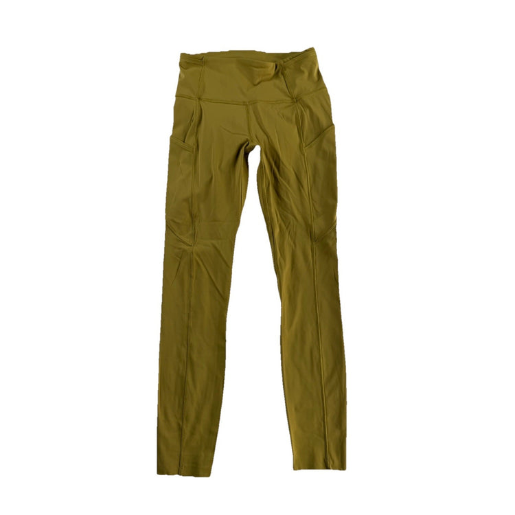 Womens Lululemon Size 4 High-rise Gold Leggings With Pockets