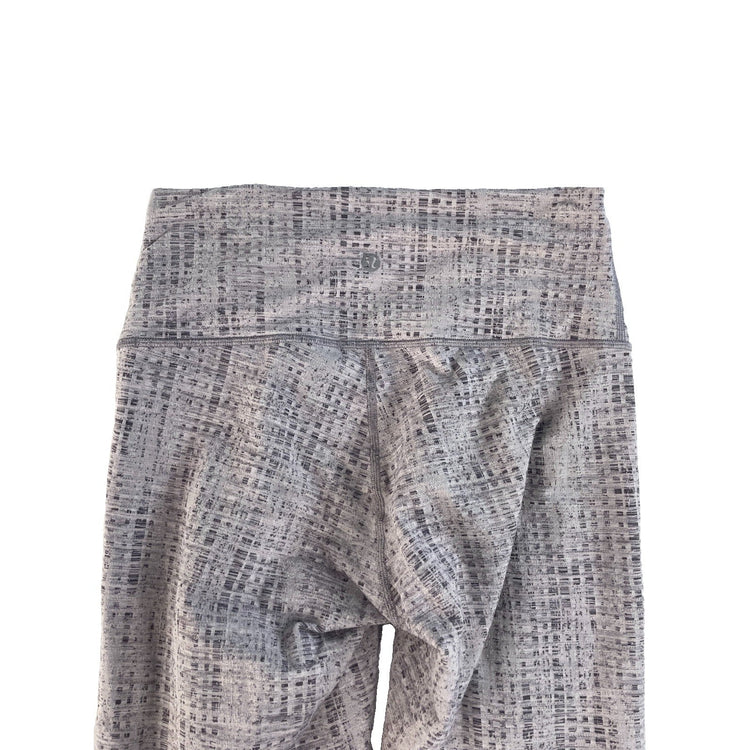 Women's Lululemon Athletic Leggings, Grey/White Abstract Textured Print Size 6