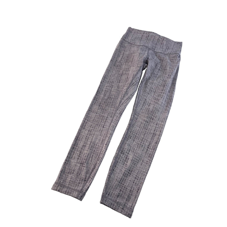 Women's Lululemon Athletic Leggings, Grey/White Abstract Textured Print Size 6