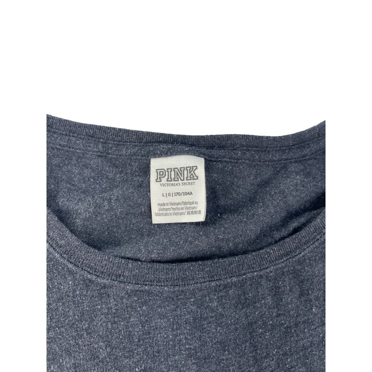 Women's Victoria's Secret Pink Gray Sequin Dog Logo T-Shirt Size L
