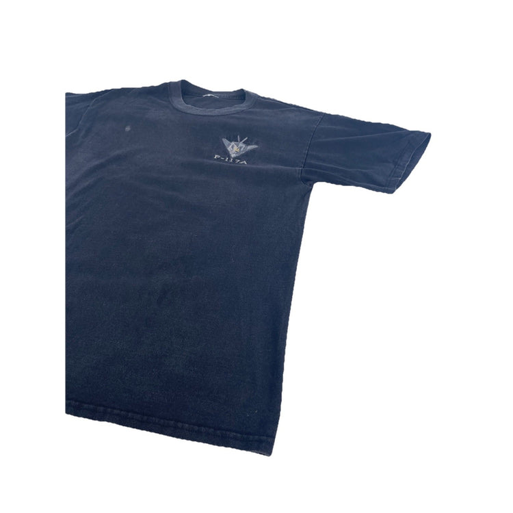 Men Vintage F-117A Nighthawk Stealth Fighter Aircraft Embroidered T-Shirt Size L